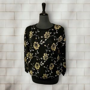 Vintage Kate Collins Floral Metallic Knit M / L